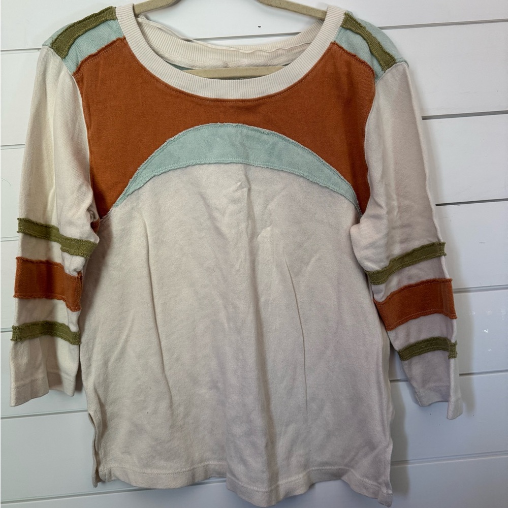 We The Free Mint and Orange Knit Top